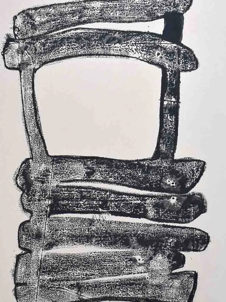 1/2 Monotype oil on paper of a chair by Caroline Beauzon 2009 19¾" x 25½"