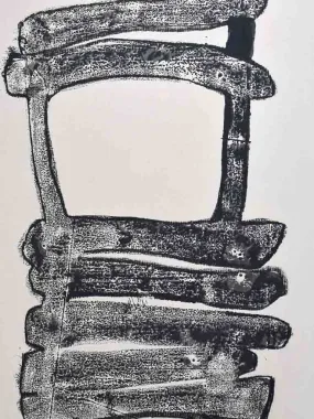 1/2 Monotype oil on paper of a chair by Caroline Beauzon 2009 19¾" x 25½"