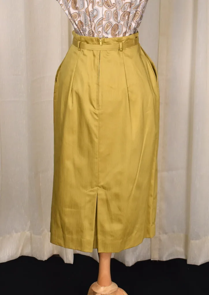 1960s Golden Stitches Pencil Skirt