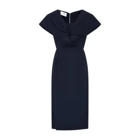 1960s Herman Marcus Black Crepe Dress with Rosettes