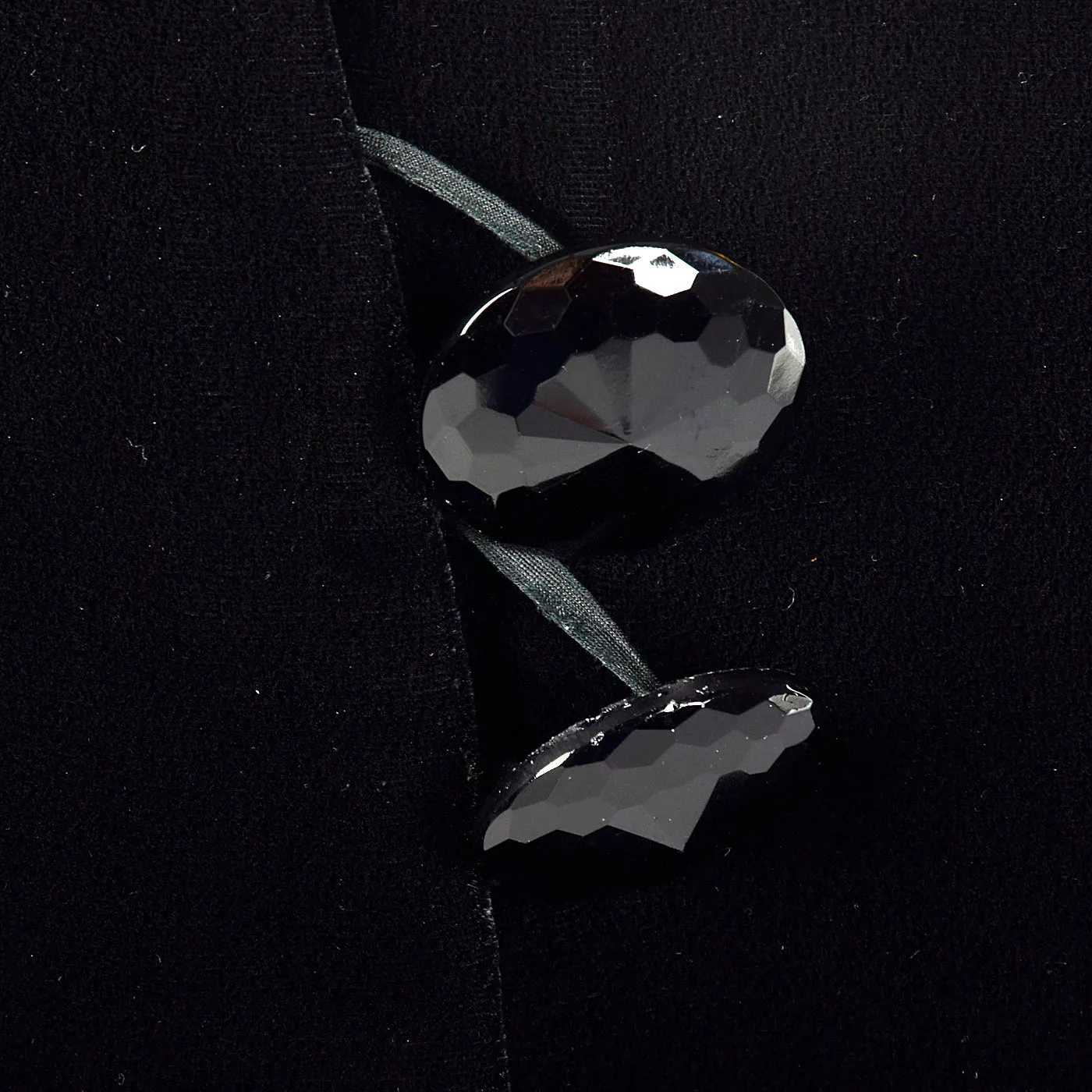 1980s Ingrid Luhn Black Velvet Skirt Suit with Gold Shoulders