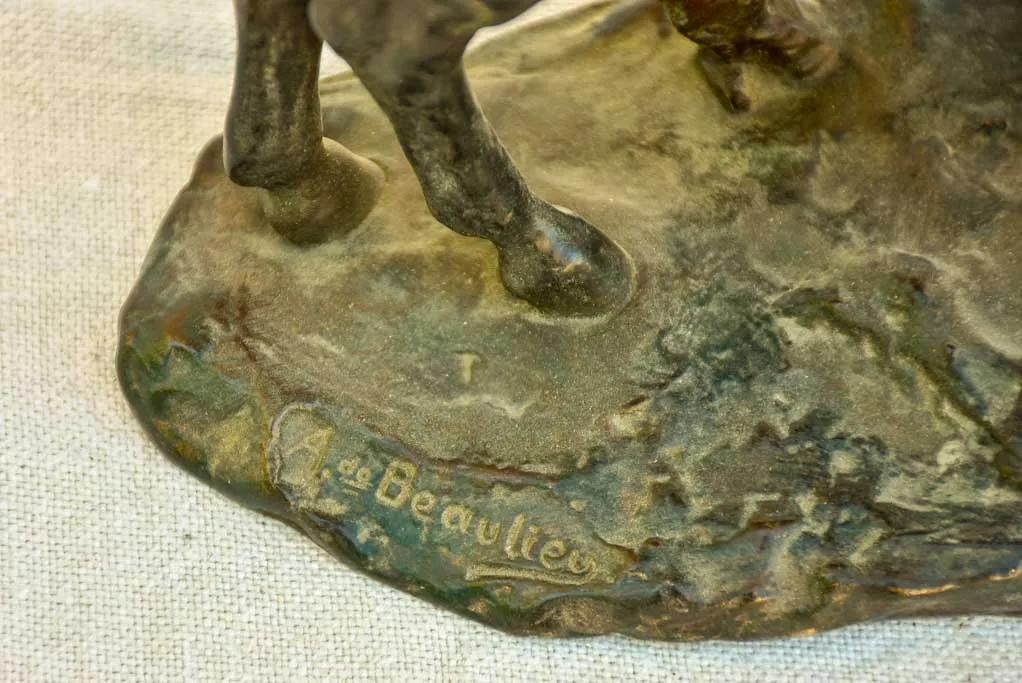 19th Century Bronze statue of a mule by A. de Beaulieu