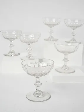 5 antique crystal Champagne coups