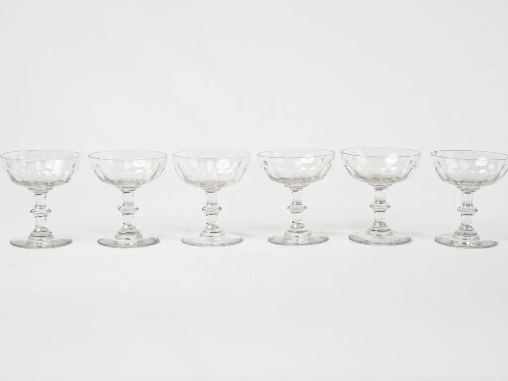 5 antique crystal Champagne coups