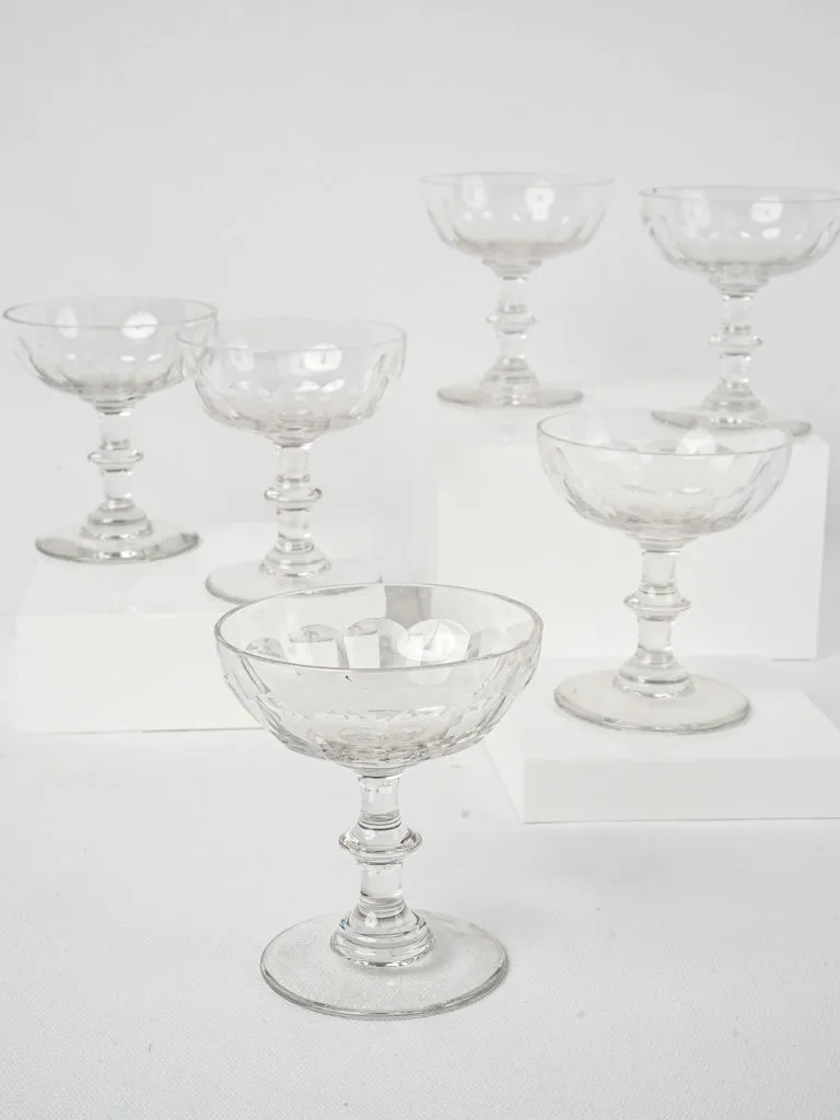 5 antique crystal Champagne coups