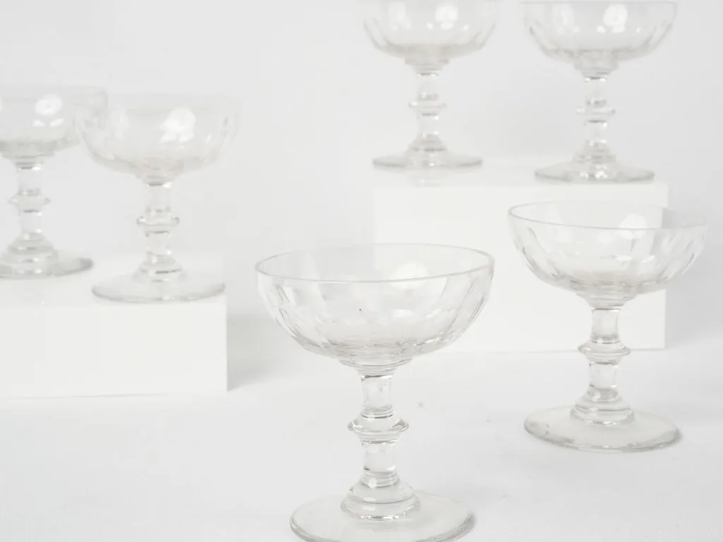 5 antique crystal Champagne coups