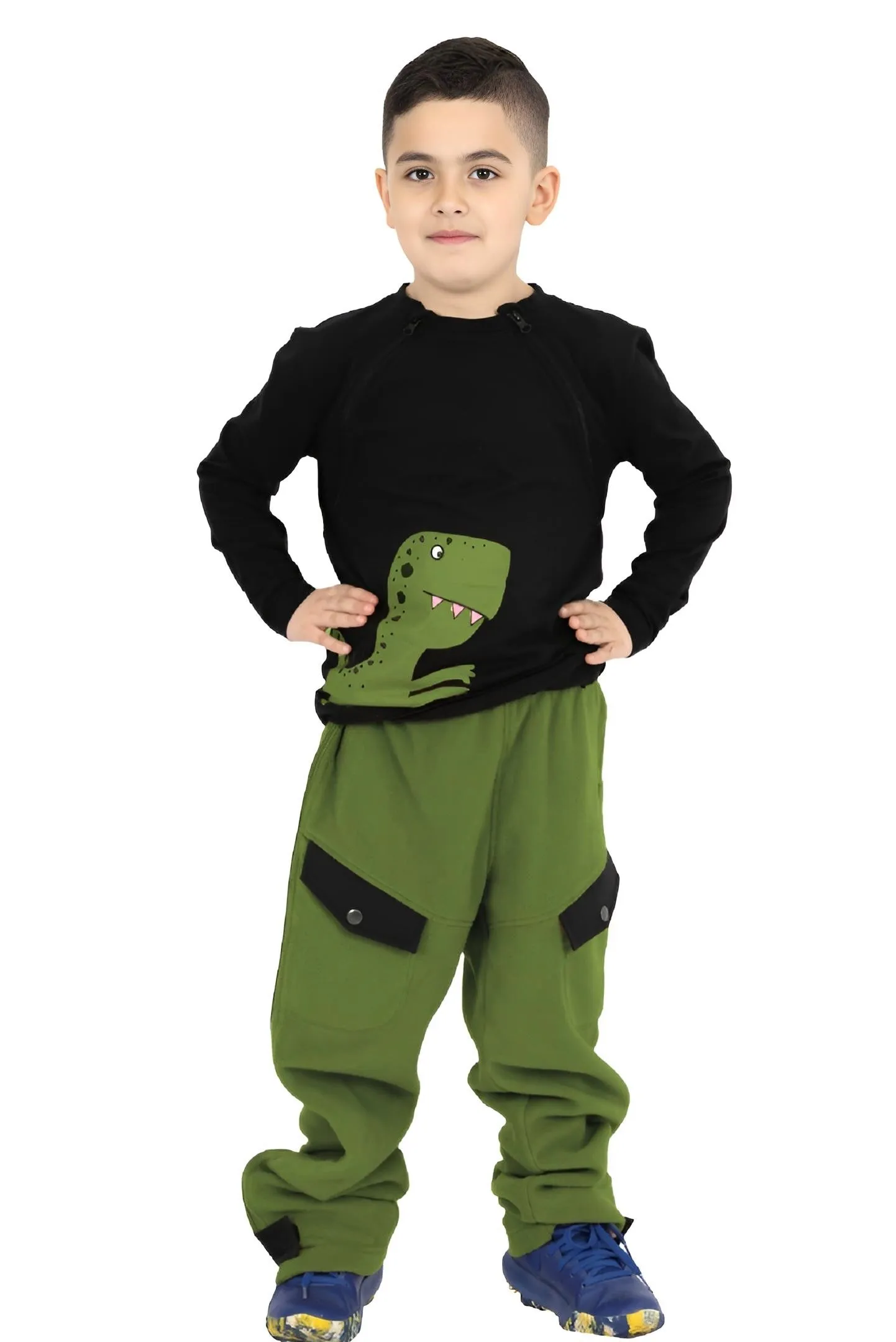 Adaptive Kids Polar Pants: Adjustable Waist, Full Side Zipper for Easy Undressing