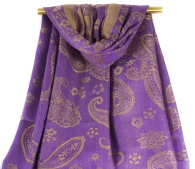 Amethyst Purple Majestic Paisley Pashmina Scarf Bohemian Shawl