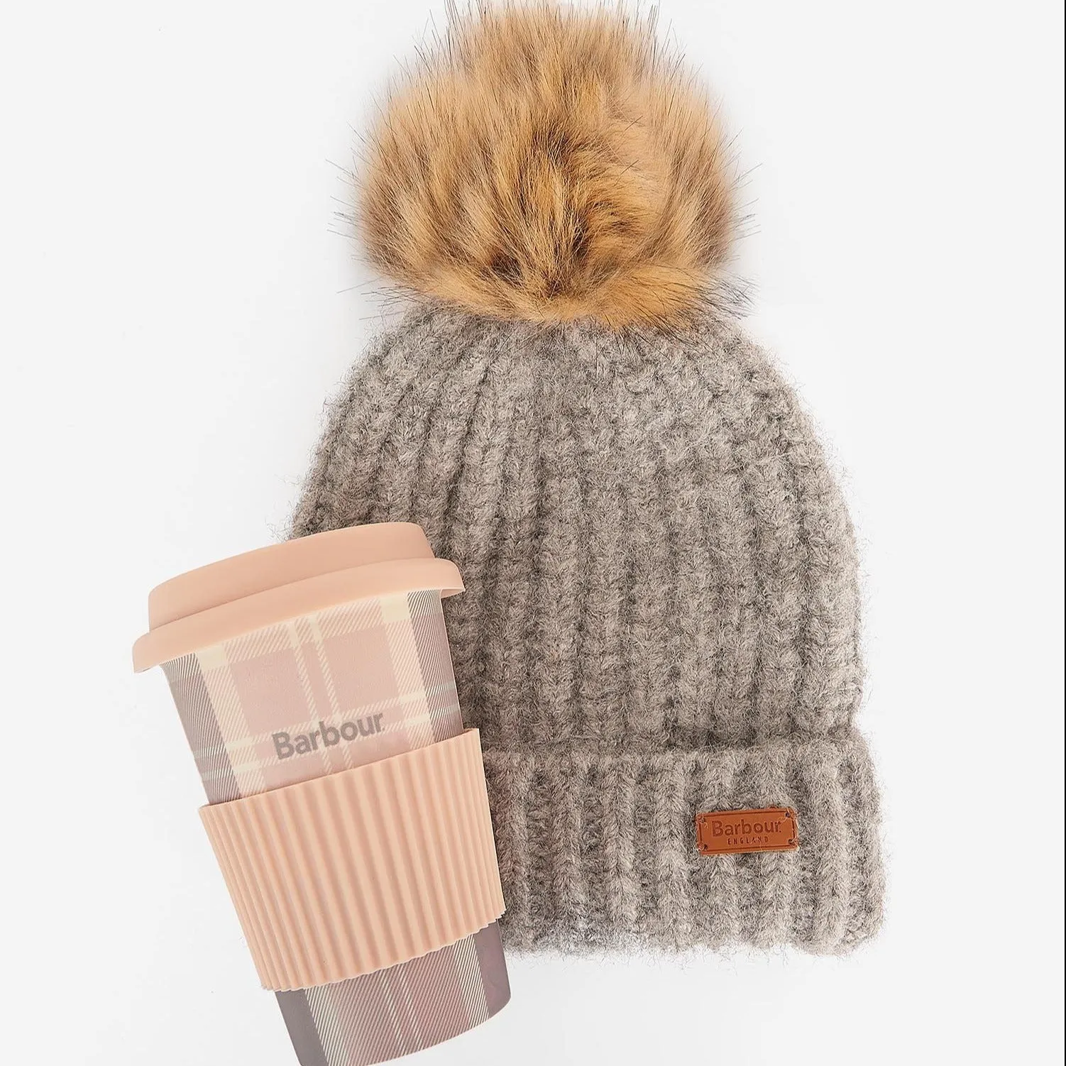 Barbour Tartan Travel Mug & Beanie Hat Gift Set
