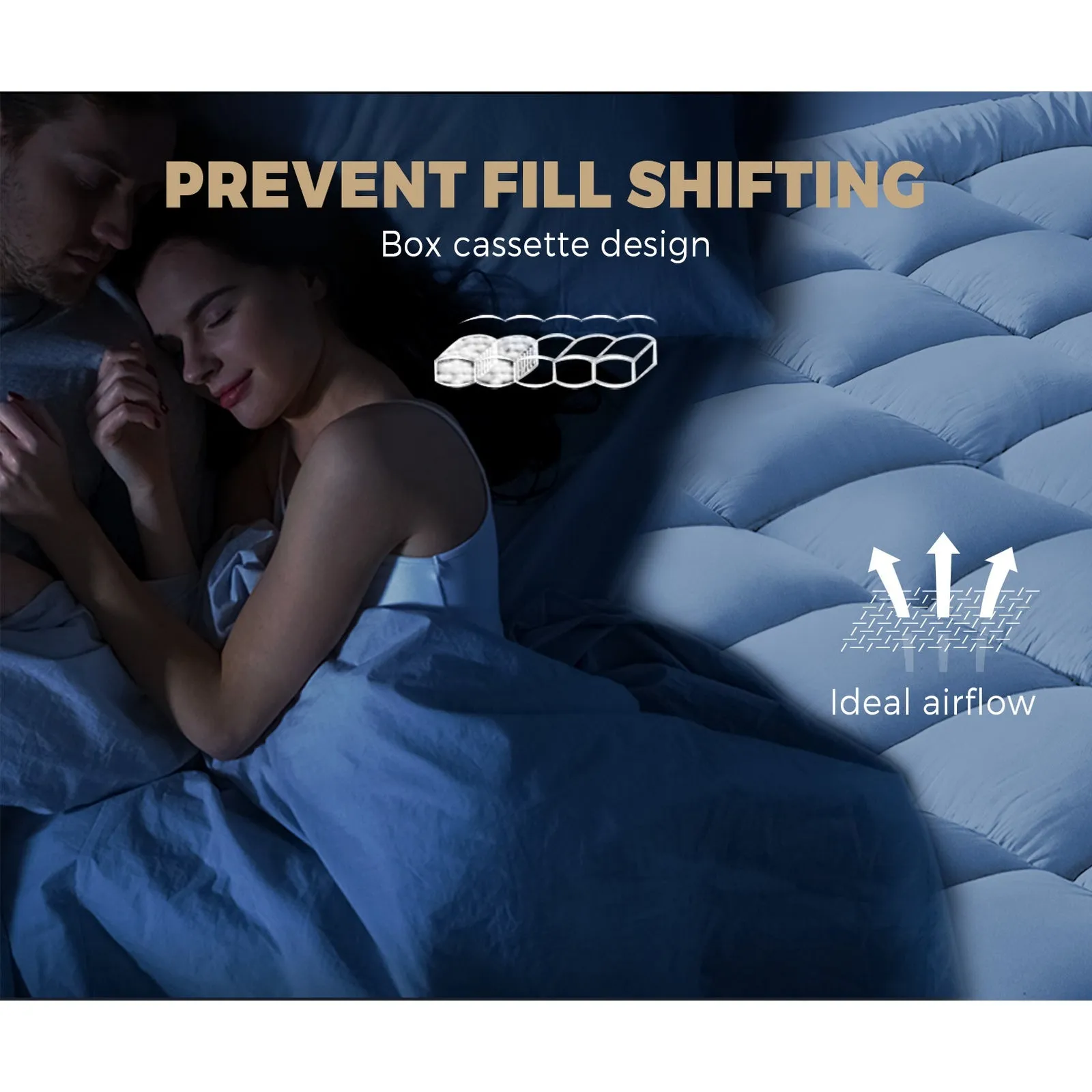 Bedra Bedding Bamboo Fibre Pillowtop Mattress Topper 1000GSM Cover Double