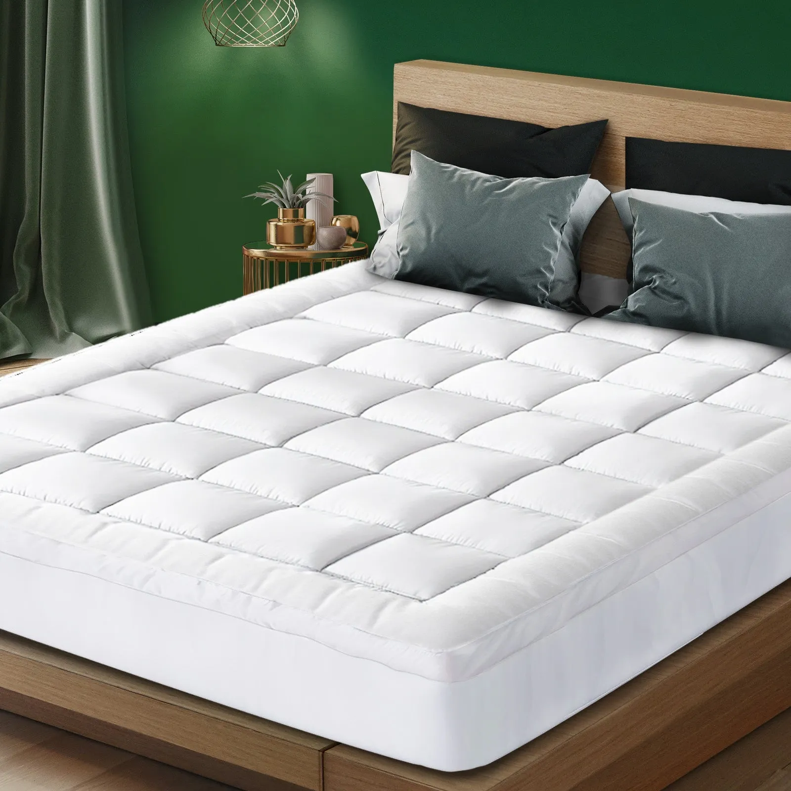 Bedra Bedding Bamboo Fibre Pillowtop Mattress Topper 1000GSM Cover Double