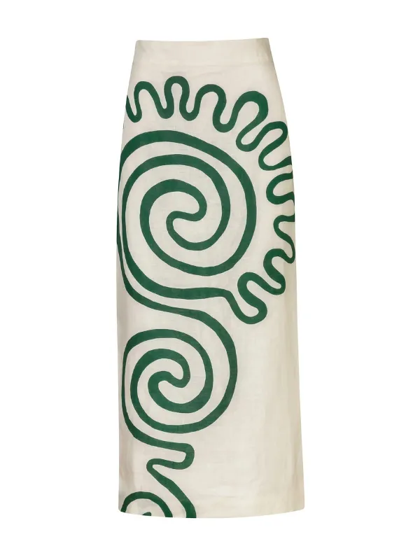 Belen Skirt in Ivory/Green