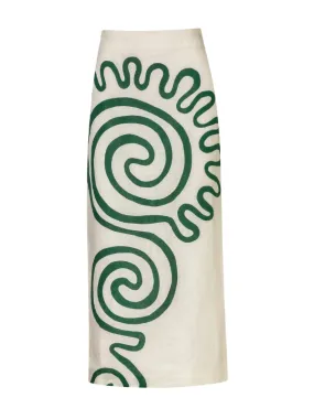 Belen Skirt in Ivory/Green