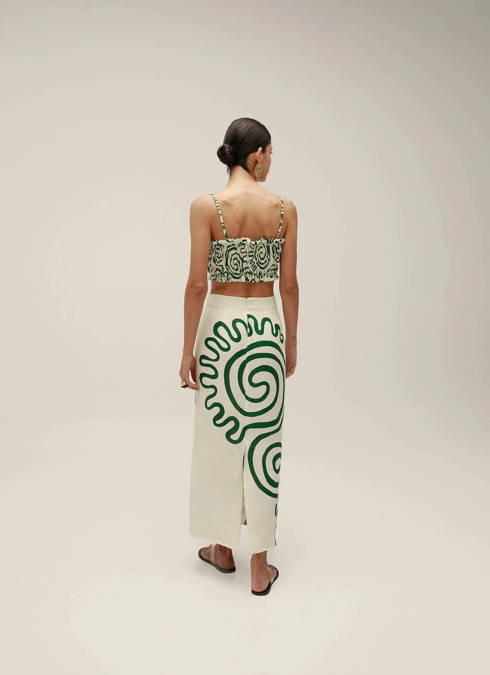 Belen Skirt in Ivory/Green