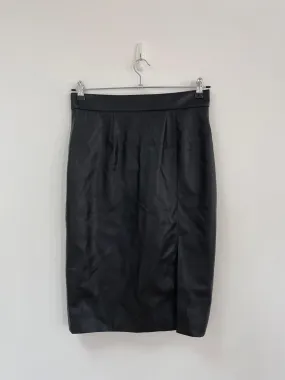 Black faux leather pencil skirt, M&S, Size 12 (Polyurethane, Polyester)