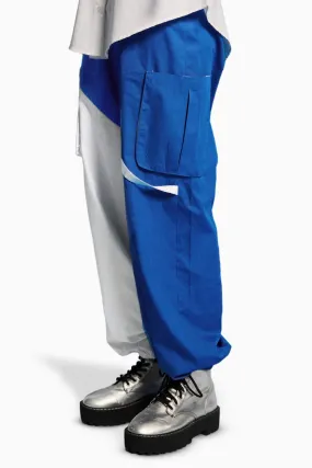 Blue And White Panel Cargo Pants