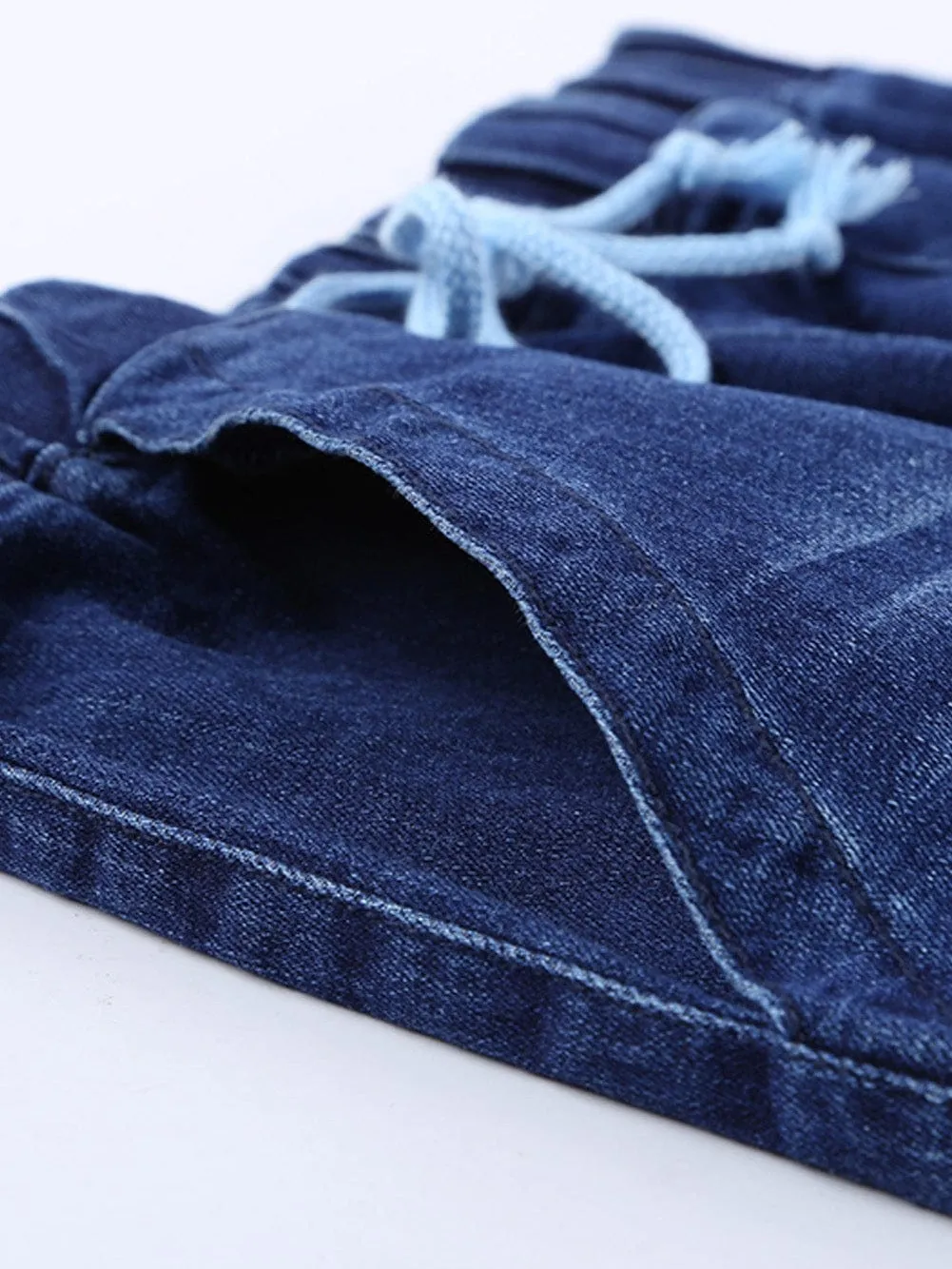 Blue Faded Relaxed Fit Joggers with Drawstring Waist