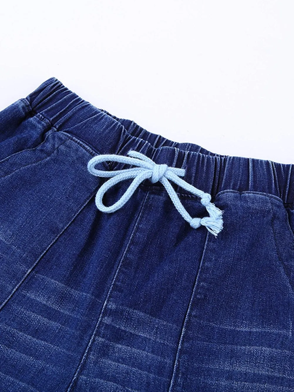Blue Faded Relaxed Fit Joggers with Drawstring Waist