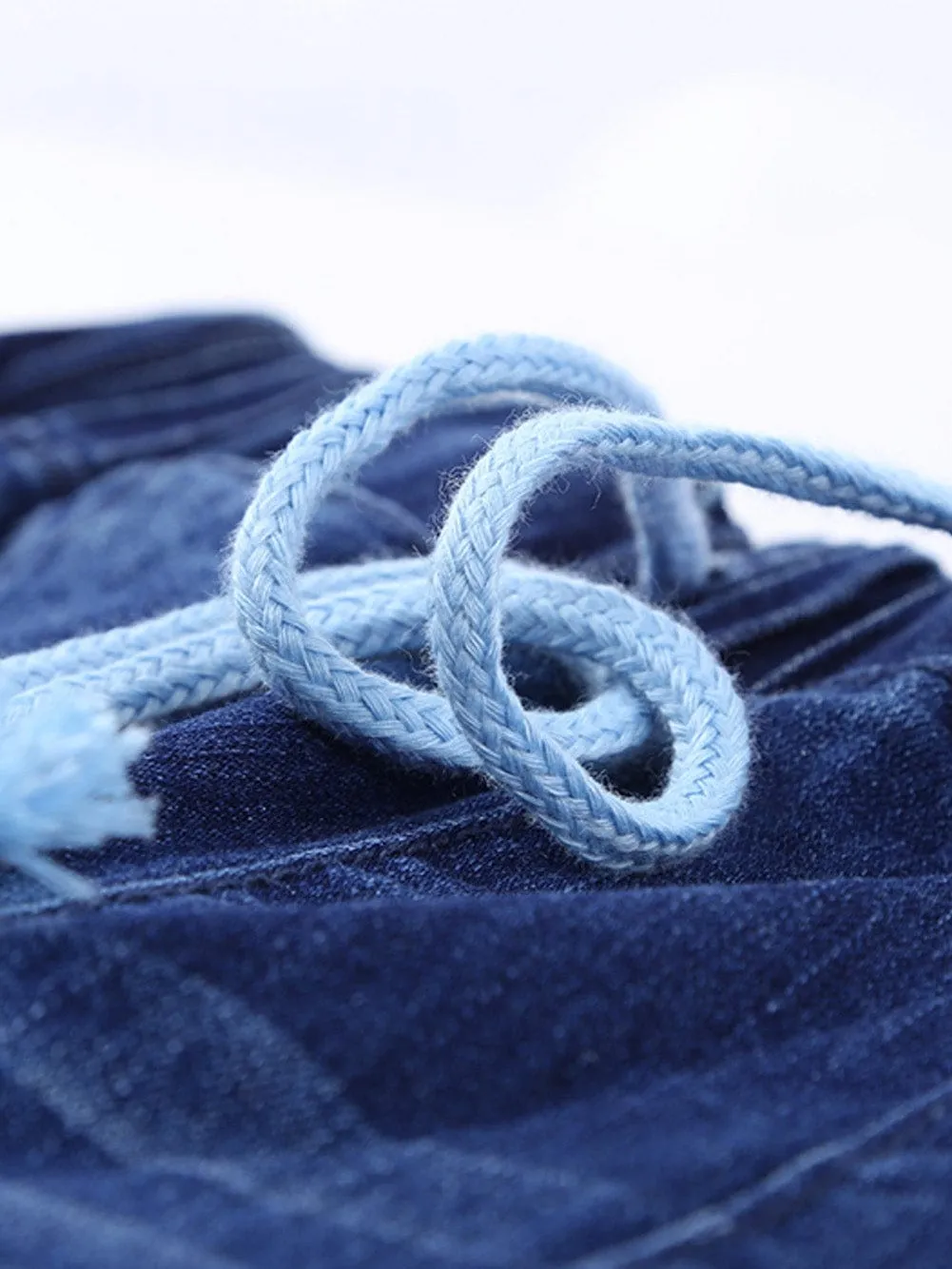 Blue Faded Relaxed Fit Joggers with Drawstring Waist
