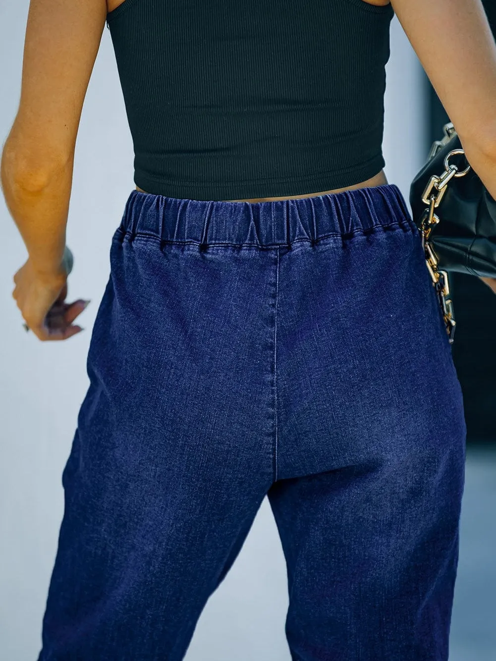 Blue Faded Relaxed Fit Joggers with Drawstring Waist