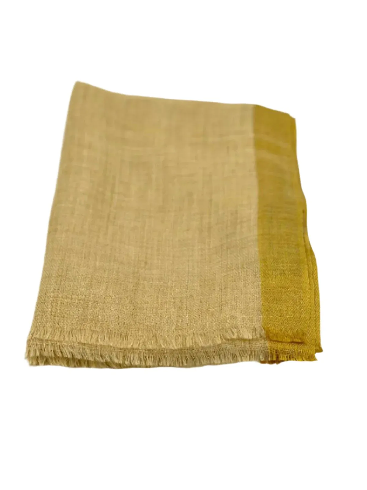 Cashmere Scarf - Yellow with Gold Border