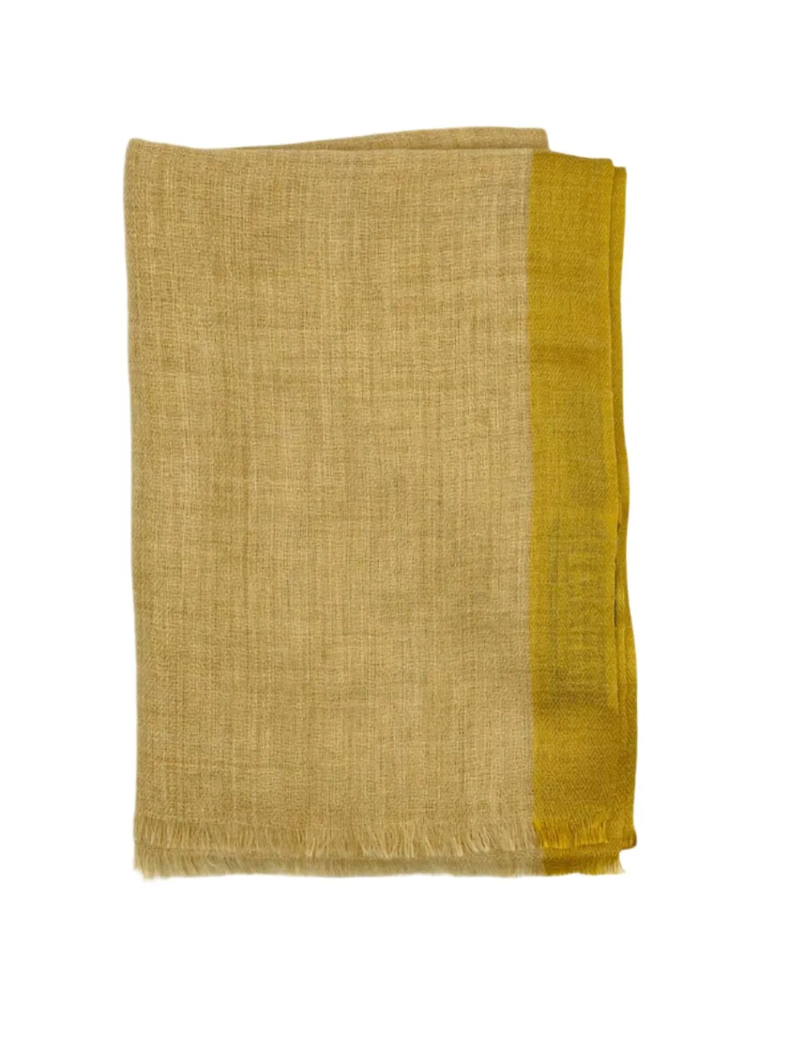 Cashmere Scarf - Yellow with Gold Border