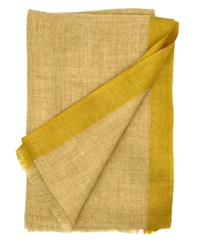 Cashmere Scarf - Yellow with Gold Border