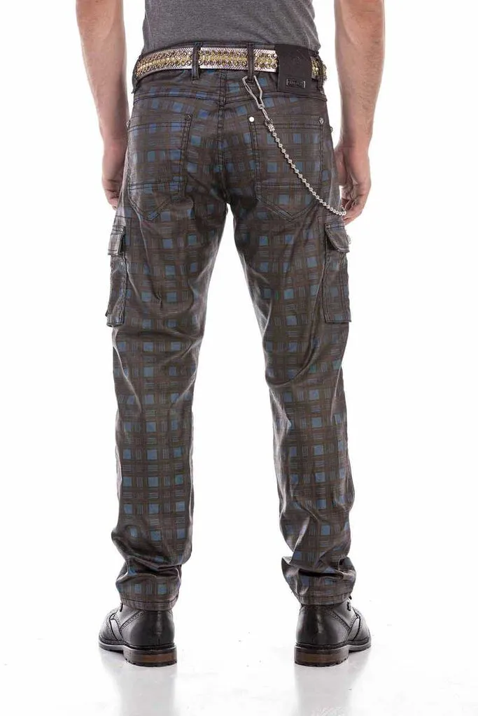 CD721 Plaid Patterned Men's Cargo Pants