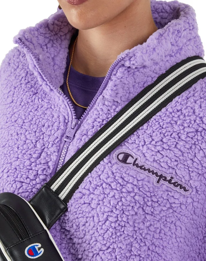 Champion Women's High Pile ¼ Zip Pullover, Script Logo Lavish Lavender W9247 586EAB XG5