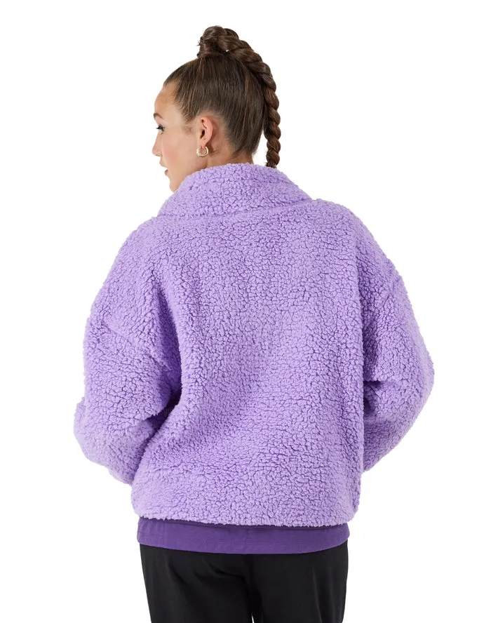 Champion Women's High Pile ¼ Zip Pullover, Script Logo Lavish Lavender W9247 586EAB XG5