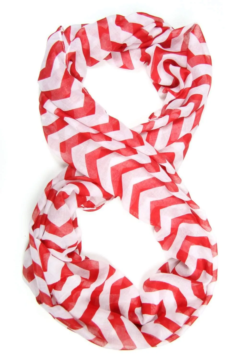 Circle Scarf / Cherry Red / Chevron / Unisex