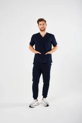 CLASSIC THREE-POCKET MEN'S SCRUB TOP (NAVY)