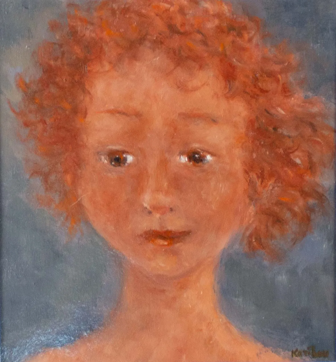 Contemporary painting by Karibou - “La petite fille rousse 13½" x 14¼"