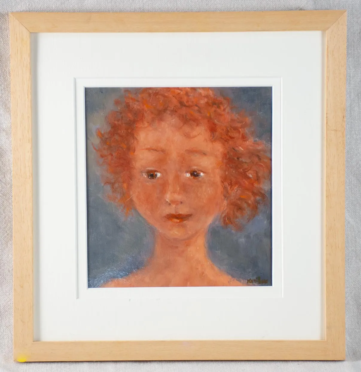 Contemporary painting by Karibou - “La petite fille rousse 13½" x 14¼"
