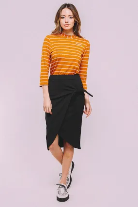 CRESCENT DRIVE Tie tulip pencil skirt-BLACK