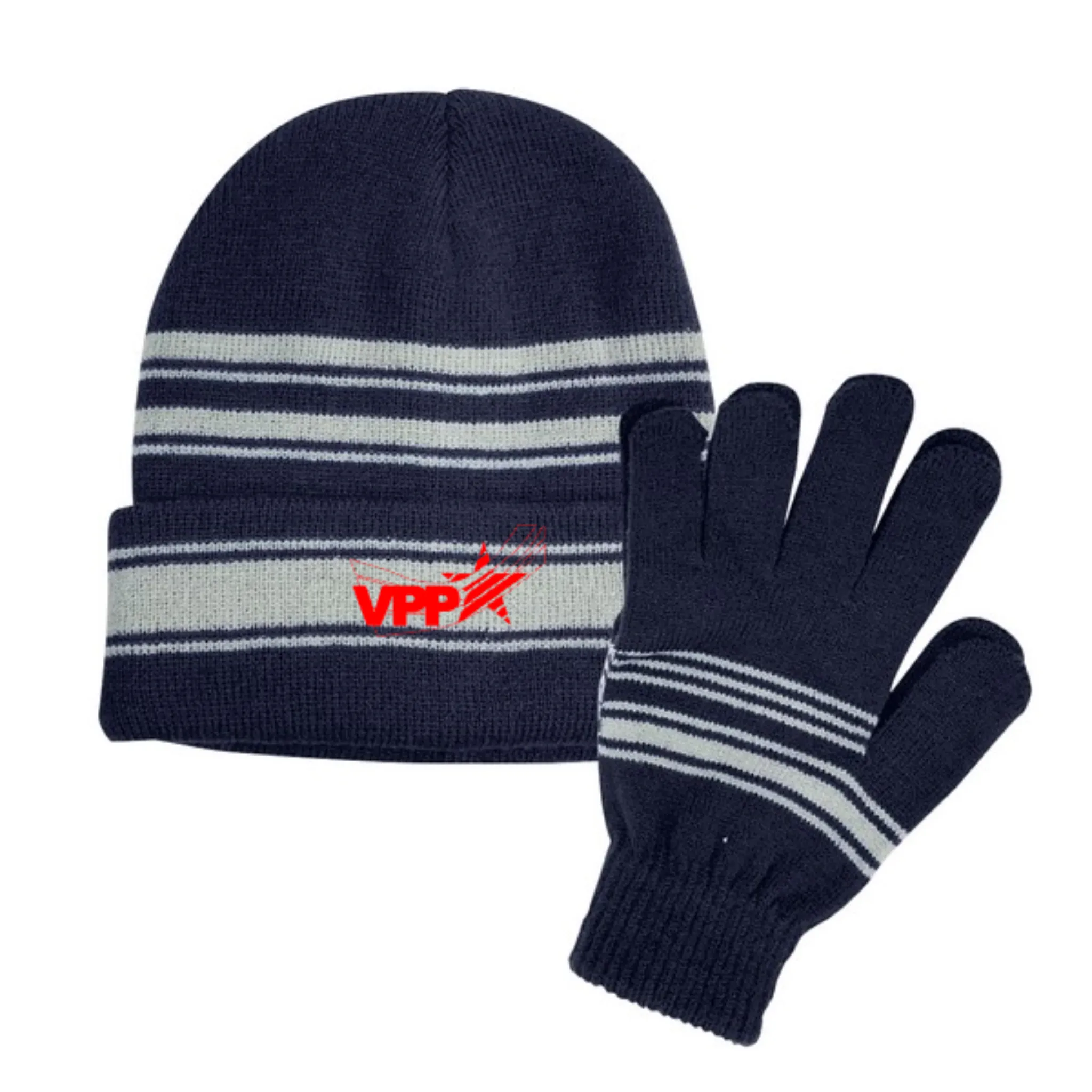 Cuff Beanie And Gloves Set - #403807