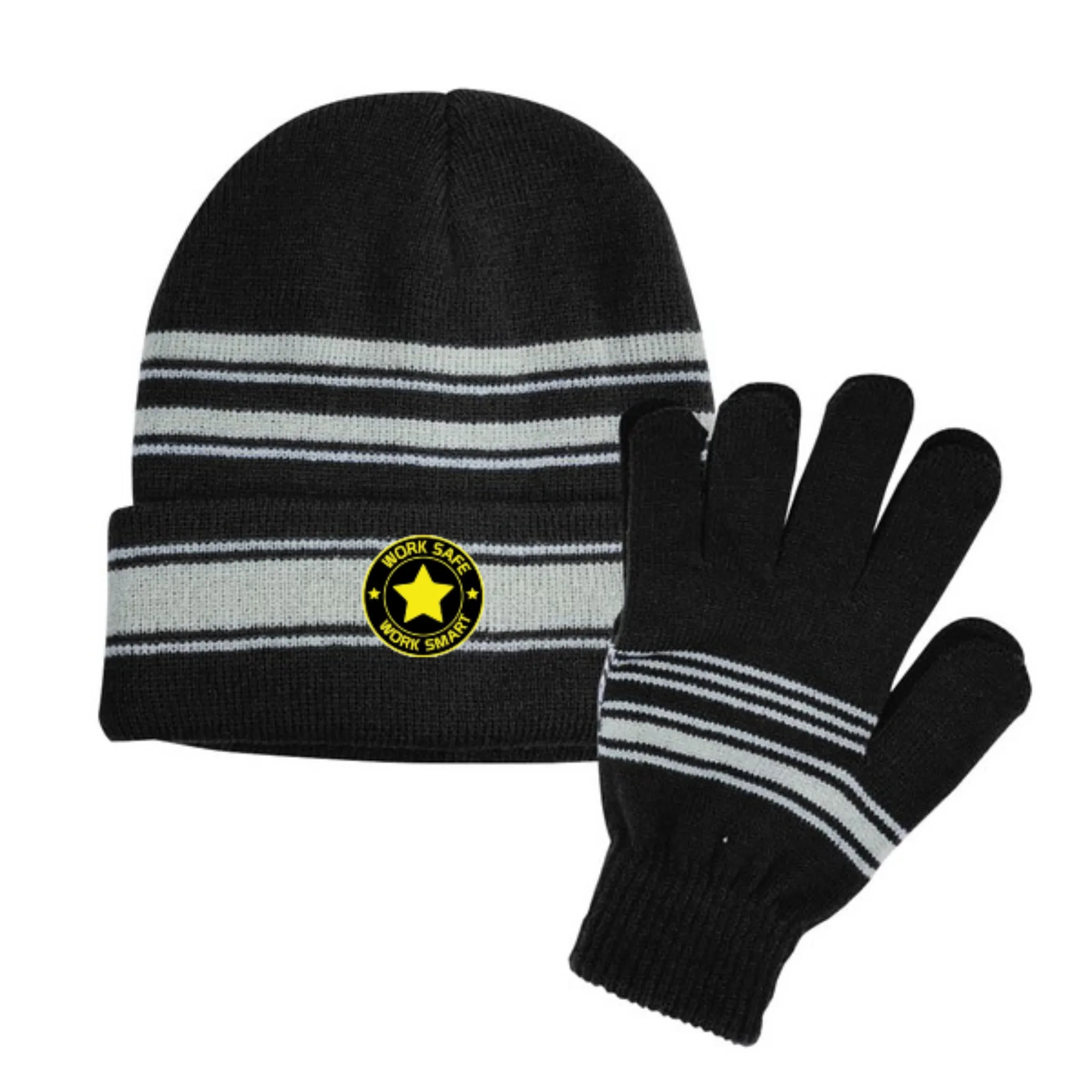 Cuff Beanie And Gloves Set - #403807