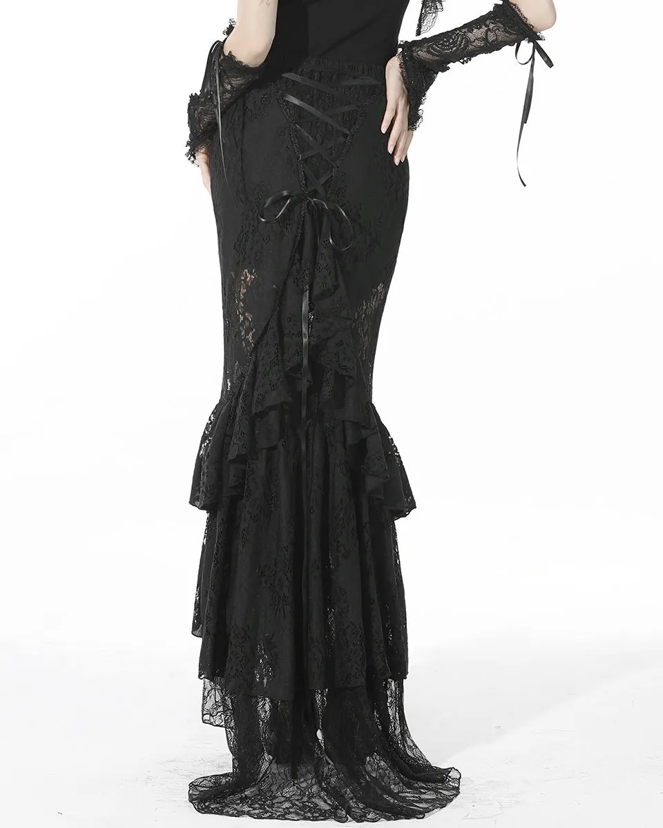 Dark In Love Invocation Gothic Lace Mermaid Skirt