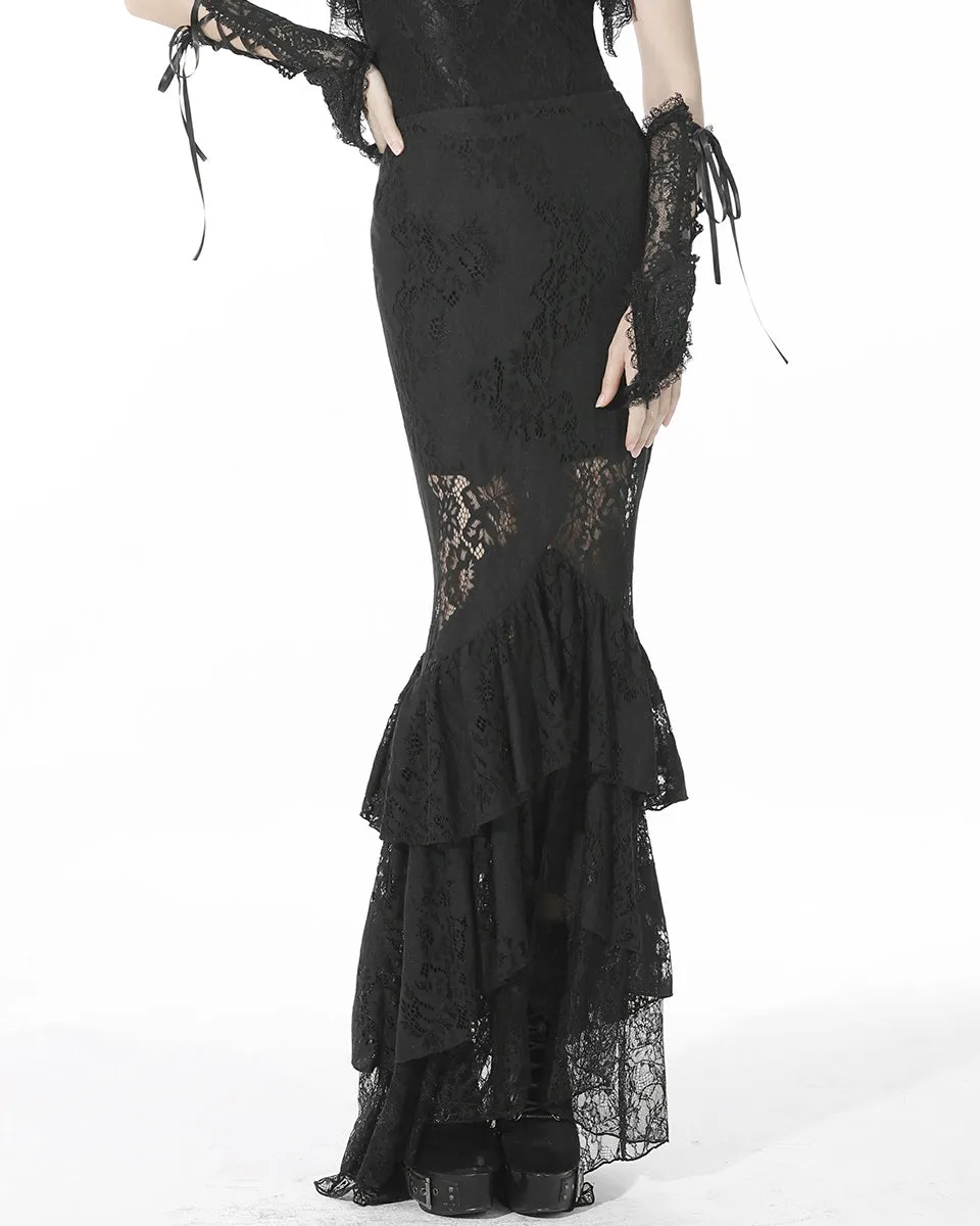 Dark In Love Invocation Gothic Lace Mermaid Skirt