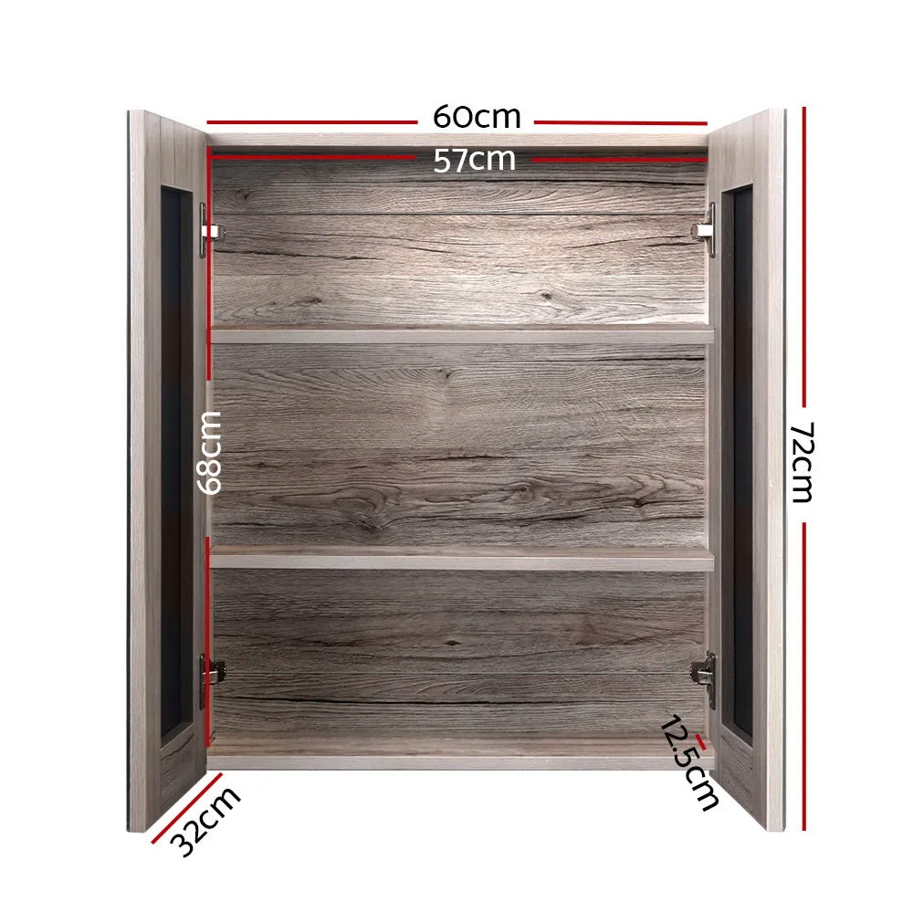 Eco-Friendly Adjustable Bathroom Mirror Cabinet Oak Cefito