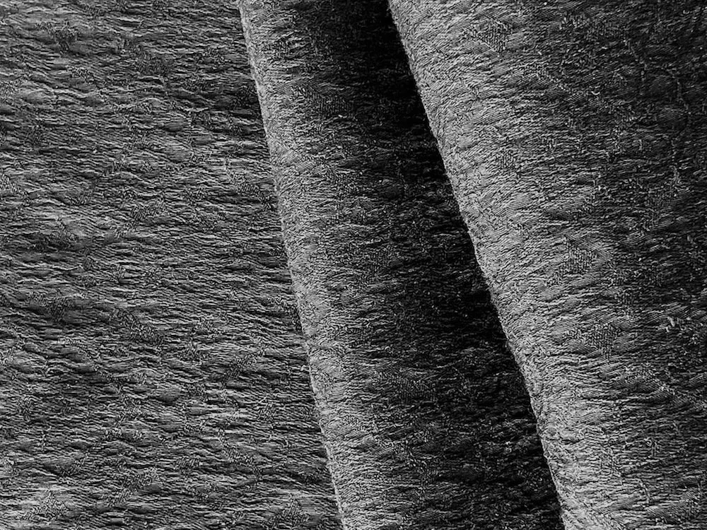 Elegant Black-on-Black Stretch Viscose Blend Brocade (Made in Italy)