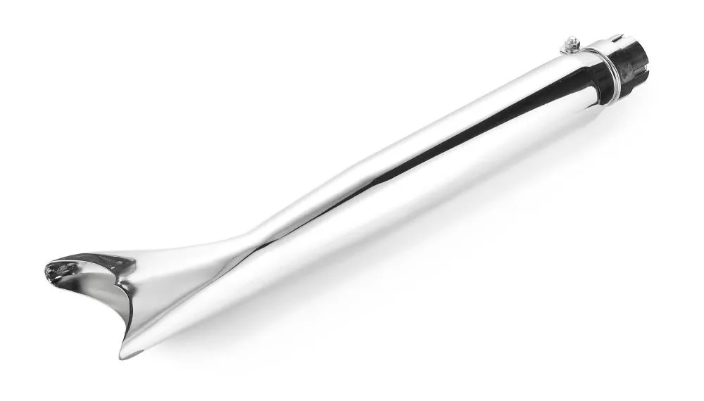 Exhaust Muffler Fishtail Chrome 55cm Long fits up to 45mm (1-3/4 in.) header pipes - Highway Hawk H65-949