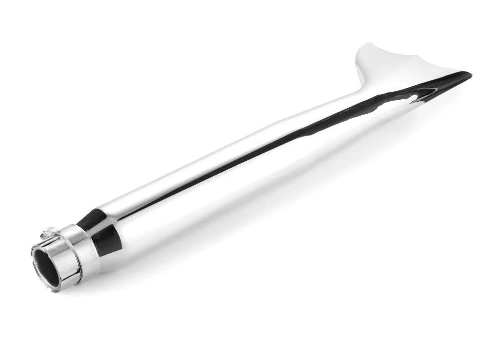 Exhaust Muffler Fishtail Chrome 55cm Long fits up to 45mm (1-3/4 in.) header pipes - Highway Hawk H65-949