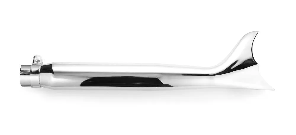 Exhaust Muffler Fishtail Chrome 55cm Long fits up to 45mm (1-3/4 in.) header pipes - Highway Hawk H65-949