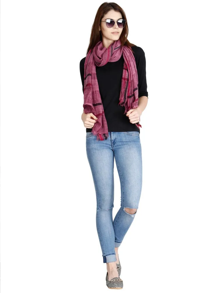 FabSeasons Casual Cotton-Rayon Maroon Scarf