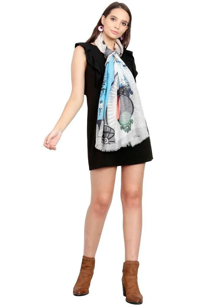 FabSeasons Viscose Abstract Grey Printed Soft & Stylish Scarf