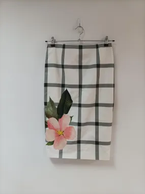 Floral Check Print midi Pencil Skirt, Ted Baker, Size 10
