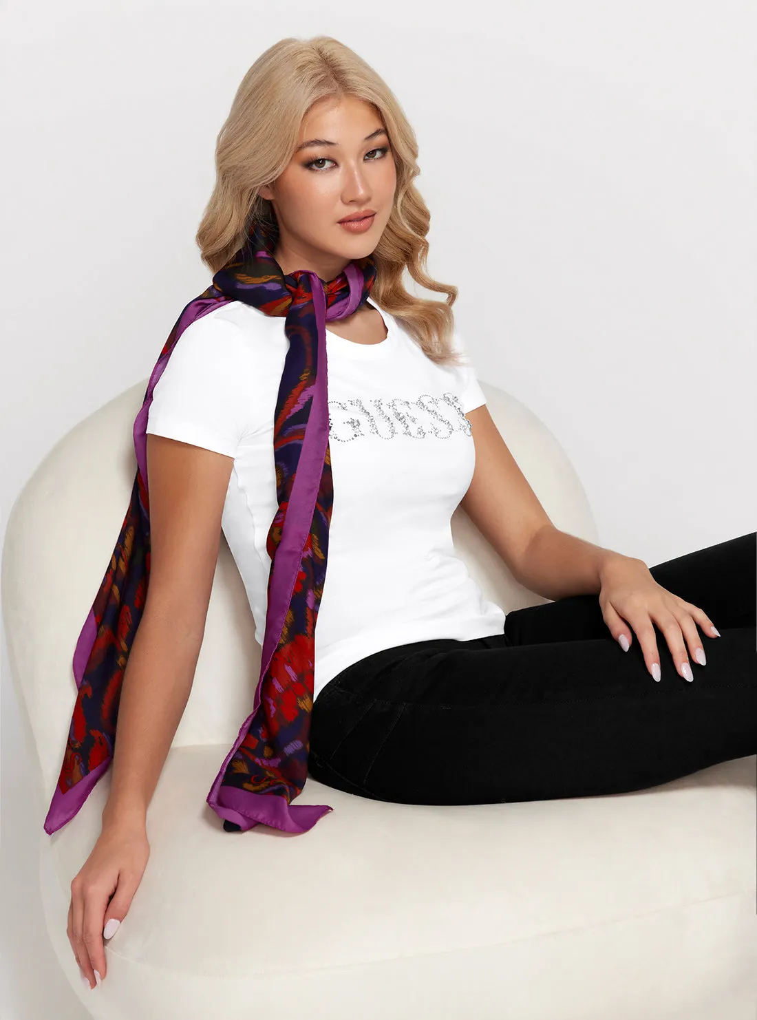 Fuchsia Floral Kefiah Scarf