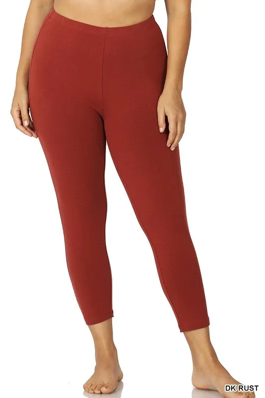 Full Length Cotton Leggings - Dark Rust