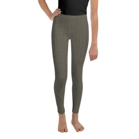 Herringbone pattern on camel Youth Leggings,Girls and Boys Matching Family Outfits